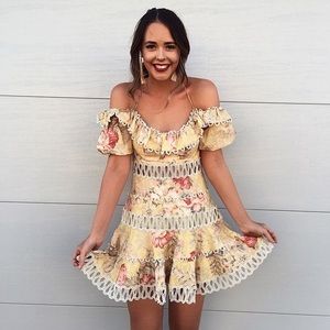 NWT Zimmermann Melody Off Shoulder Dress 0/US4